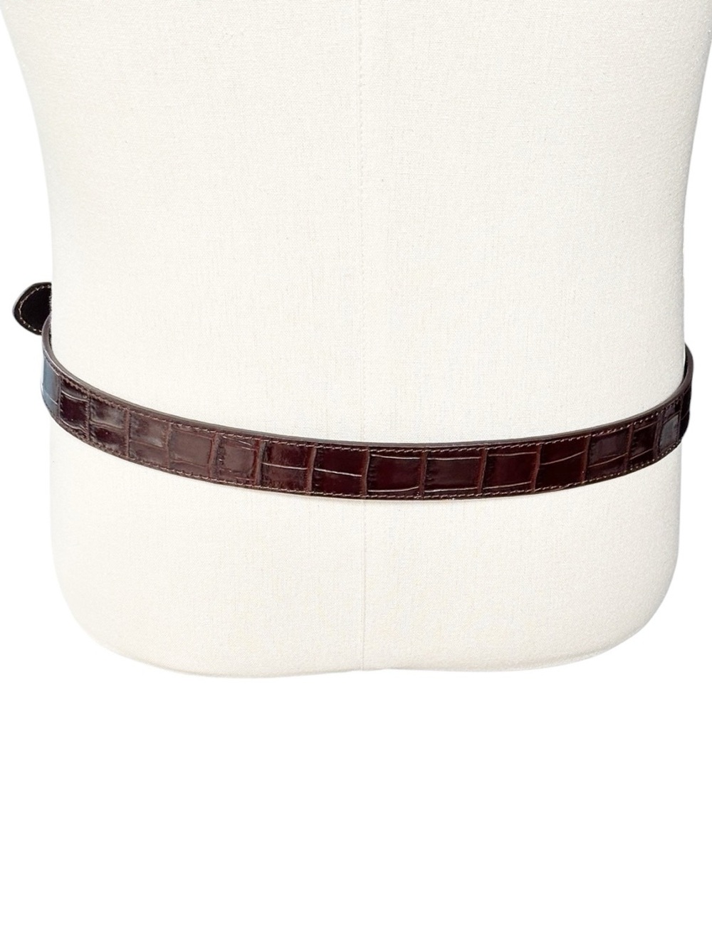 J. Crew Classic Espresso Italian leather women’s croc-embossed belt NWT | Large - Picture 5 of 16